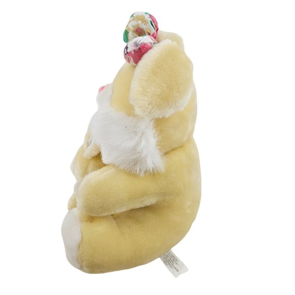 D & K Stores Bunny Rabbit Plush Mom Baby Yellow Stuffed Animal Bow Easter 10 in - Picture 5 of 8